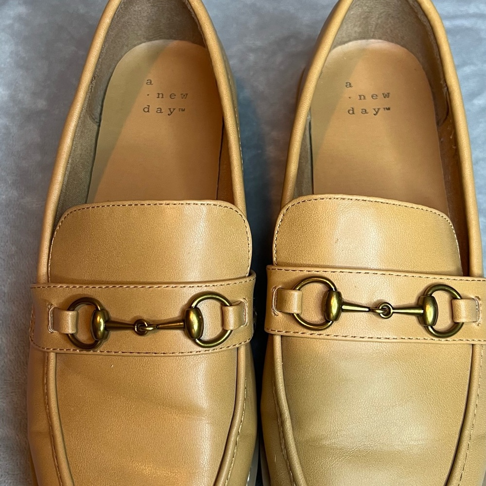 A New Day Camel Loafers with Gold Accent